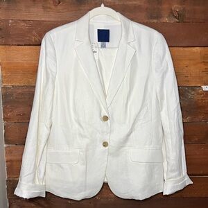 J.Crew Linen Blazer & Pants Suit - Size 12 - 100% Linen - White